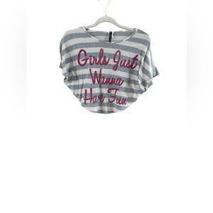Lilly bleu size 10, grey and pink striped girls crop top